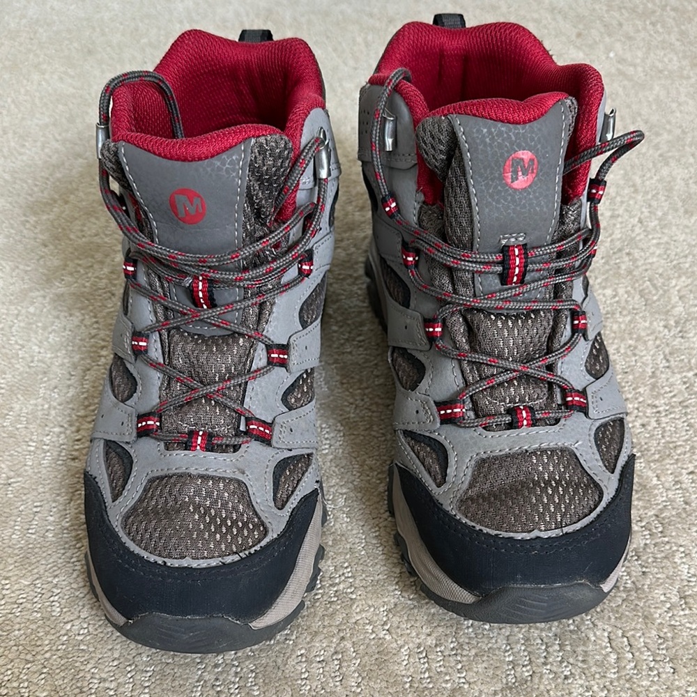 Merrell Kids Gray and Red Hiking Boots